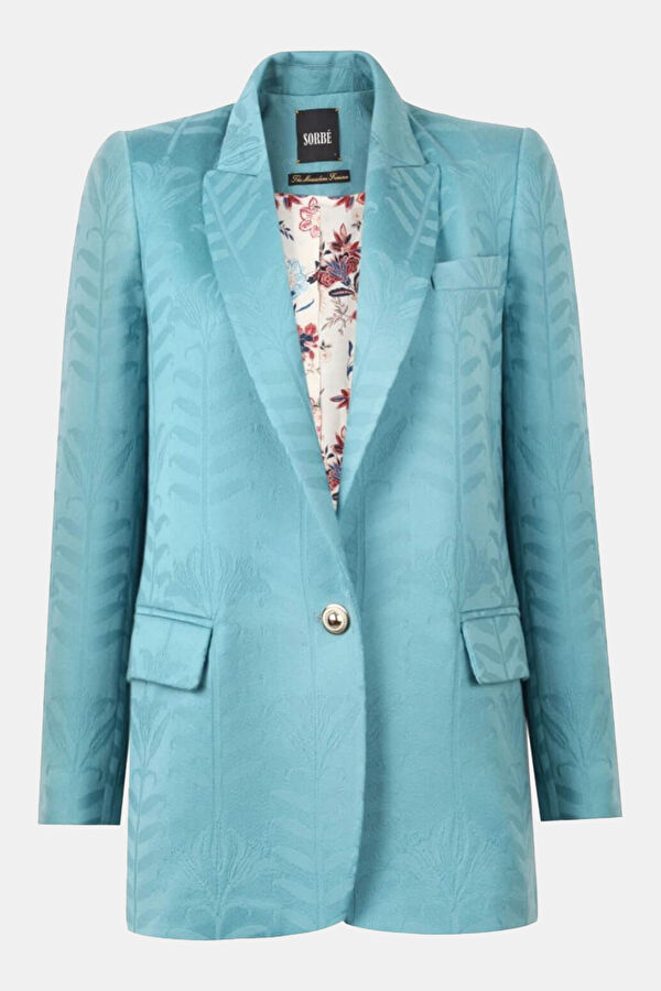 Turquoise Buttoned Wool Women's Jacket