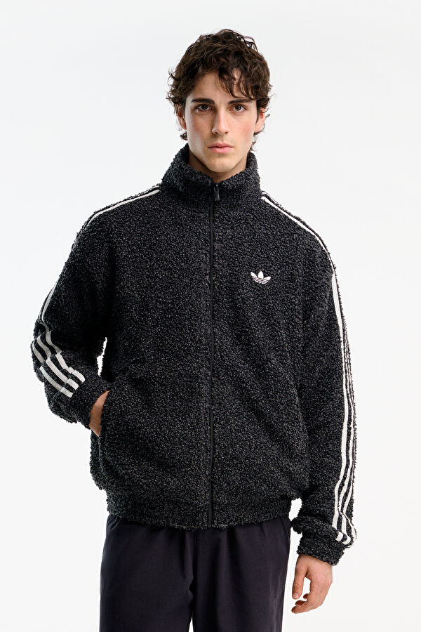 Faux Mohair Classic Track Top Black Men's Jacket