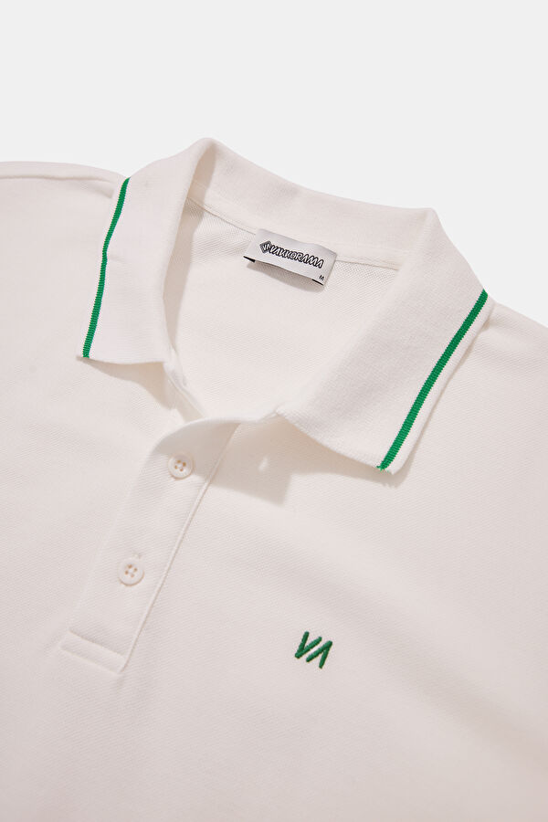 Ecru Embroidered Polo Shirt 3