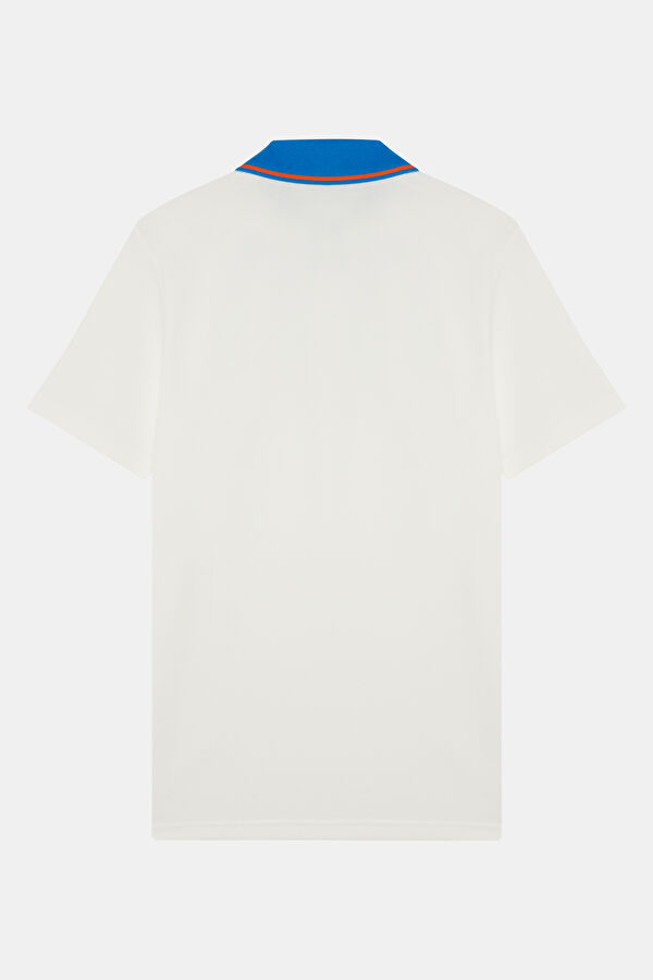 Ecru Embroidered Polo Neck T-Shirt 2