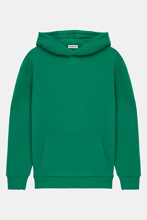 Yeşil Kapuşonlu Erkek Sweatshirt