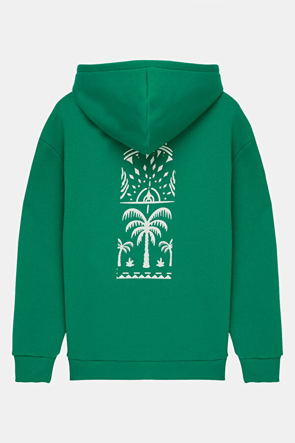Yeşil Kapuşonlu Erkek Sweatshirt 2