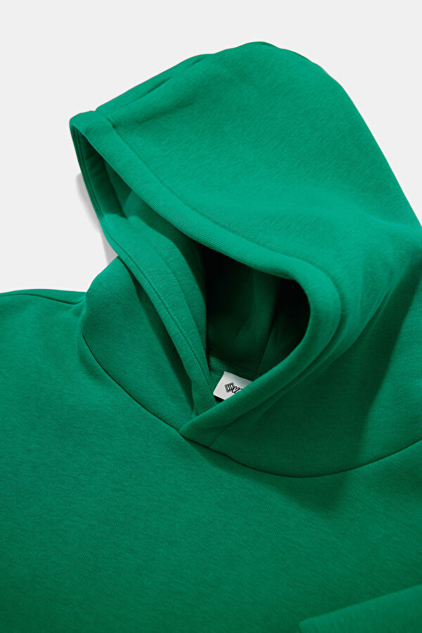 Yeşil Kapuşonlu Erkek Sweatshirt 3