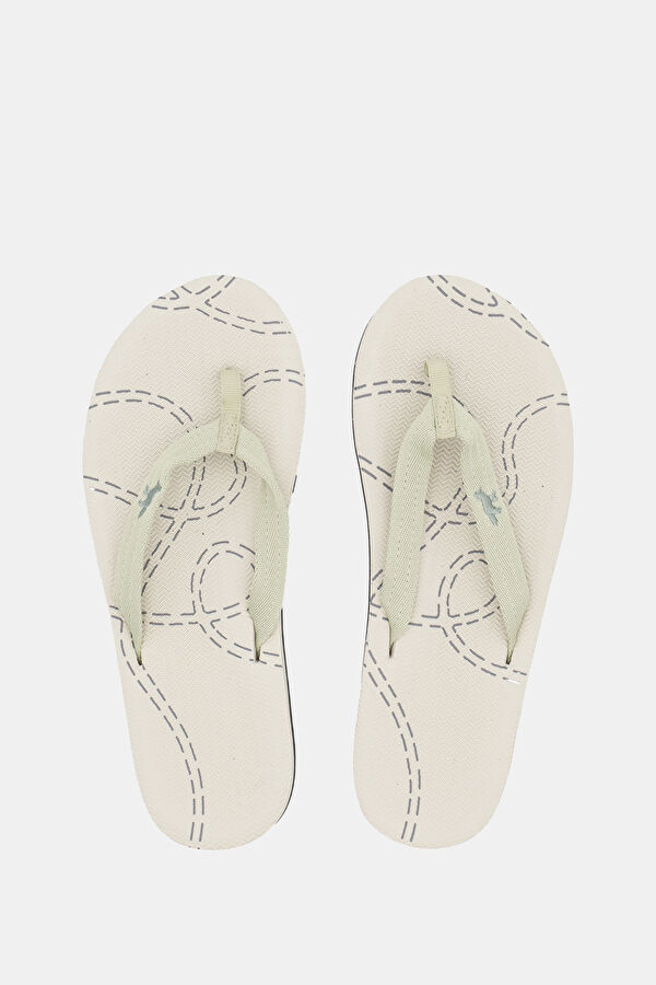 X Indosole Easy Living White Patterned Women's Slippers