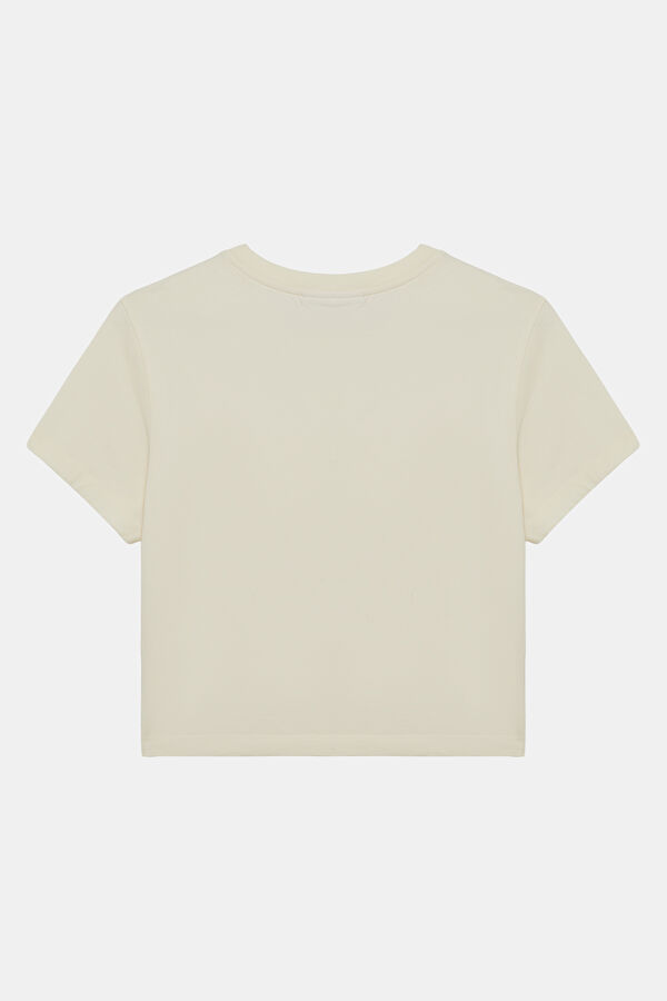 Ecru Crew Neck Women's T-Shirt 2