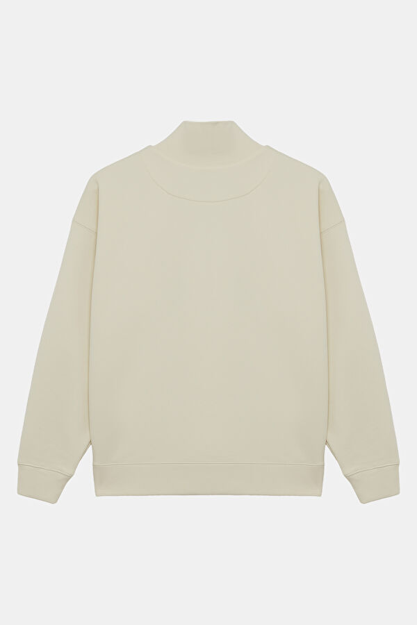 Açık Bej Dik Yaka Kadın Sweatshirt 2