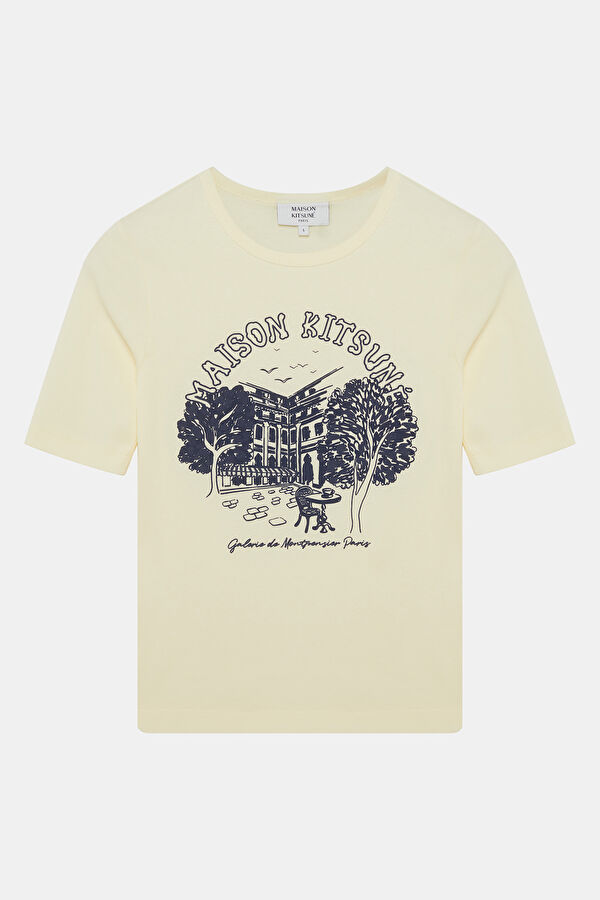 Ecru Crew Neck Patterned Women's T-Shirt