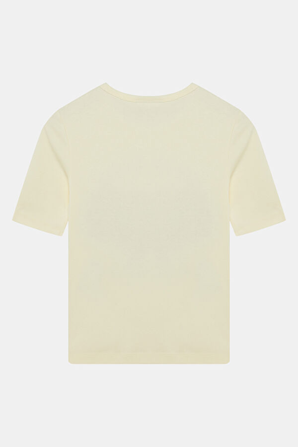 Ecru Crew Neck Patterned Women's T-Shirt 2