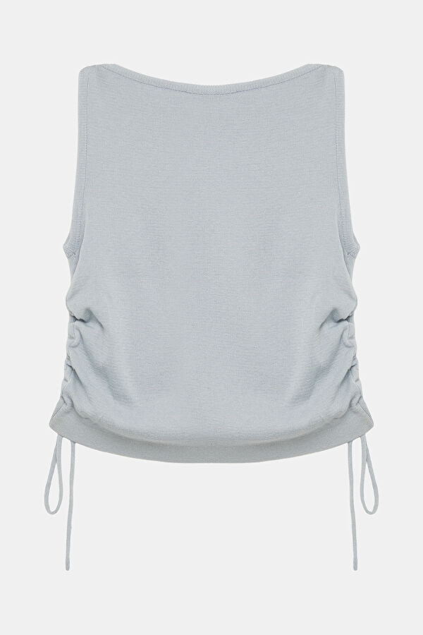 Light Blue Sleeveless Women's Blouse 2