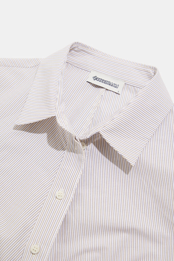 Beige Striped Women's Shirt 6