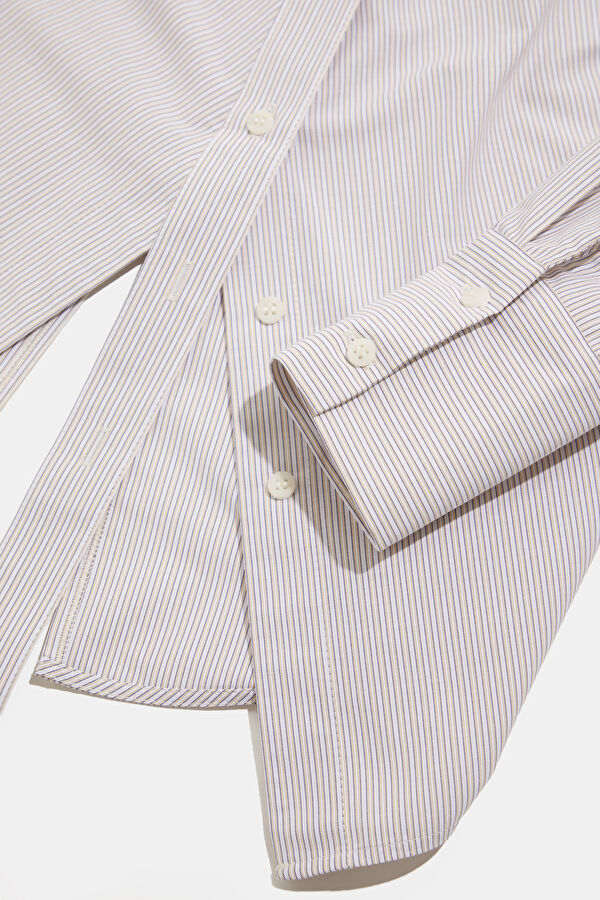 Beige Striped Women's Shirt 7