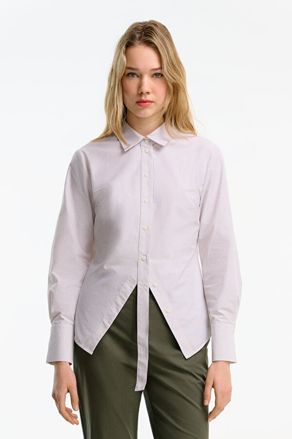 Beige Striped Women's Shirt