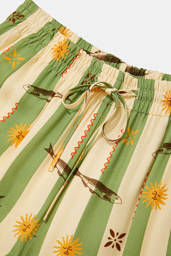 Yeşil Wide Leg Kadın Pantolon 6