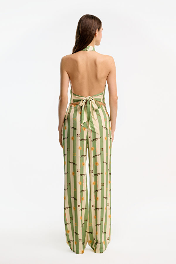 Yeşil Wide Leg Kadın Pantolon 2