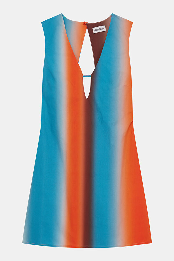 Multicolored Striped Patterned Short Women's Dress