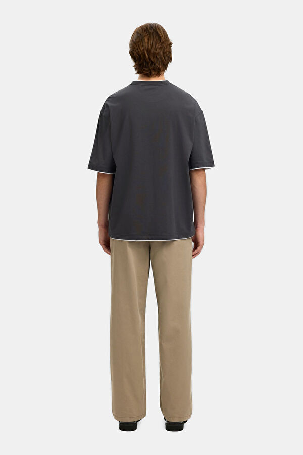 Relax Kalıp Antrasit Bisiklet Yaka Erkek T-Shirt 3