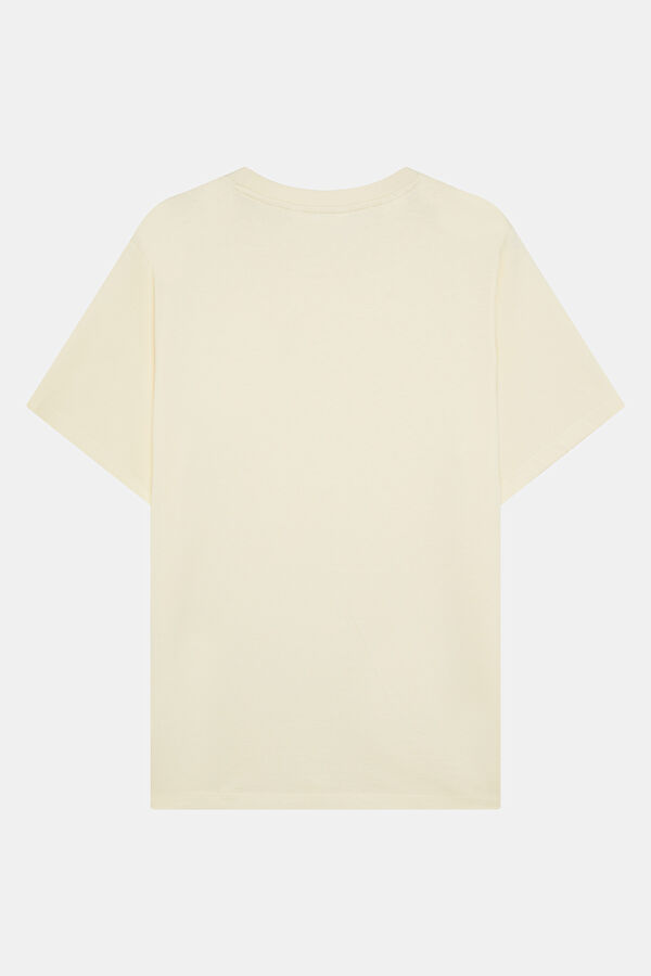 Relax Fit Ecru Crew Neck Embroidered T-Shirt 2