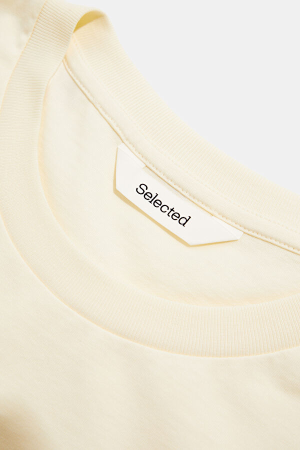 Relax Fit Ecru Crew Neck Embroidered T-Shirt 5
