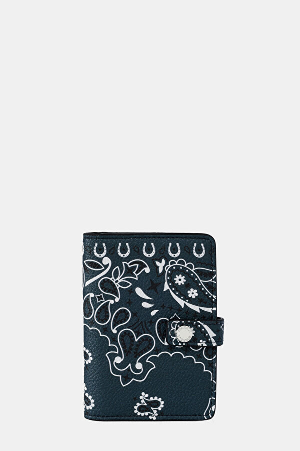 Navy Blue Paisley Patterned Card Holder