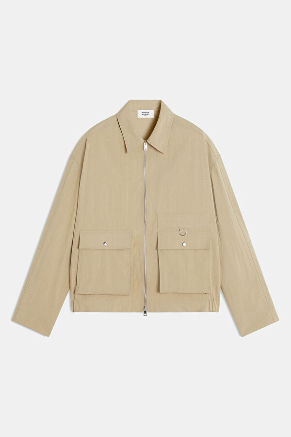 Beige Zippered Men's Jacket