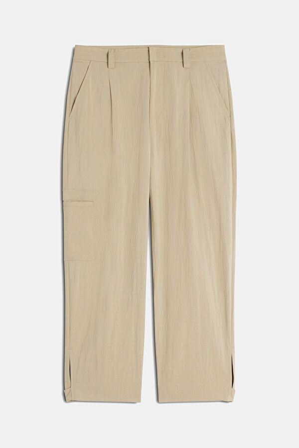 Relax Fit Beige Wide Leg Men's Trousers