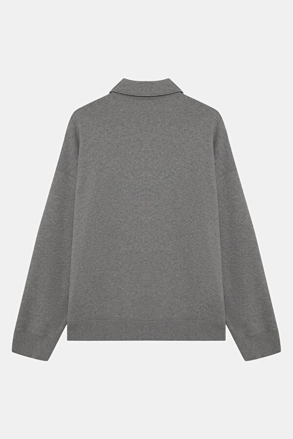 Gray Melange Relax Fit Polo Neck Men's Sweatshirt 2