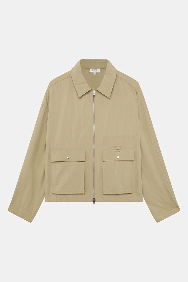 Beige Zip-Up Men's Jacket