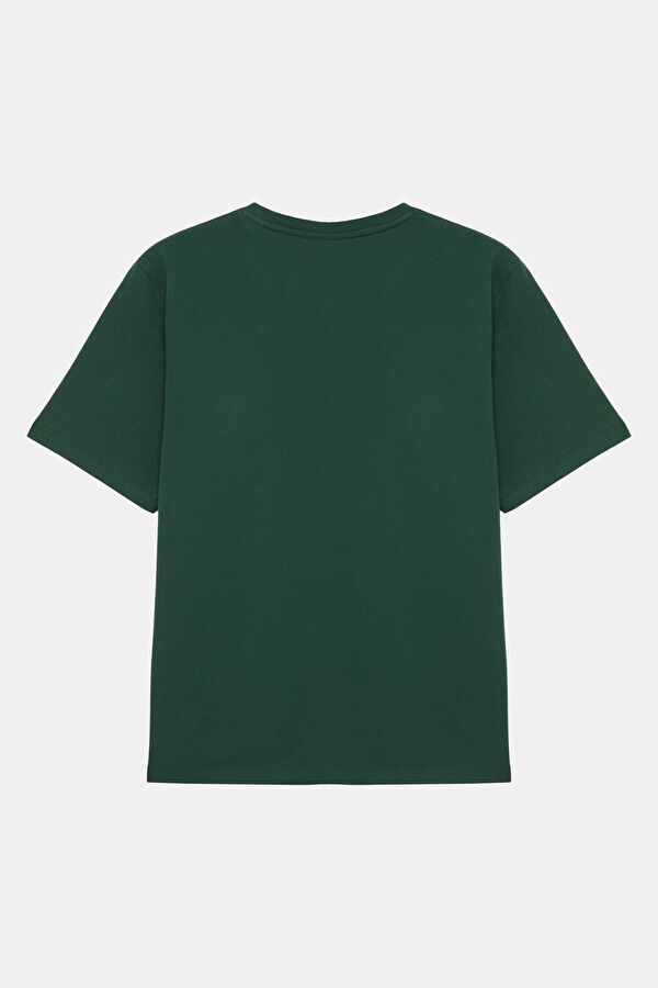 Relax Fit Green Crew Neck Embroidered Men's T-Shirt 2