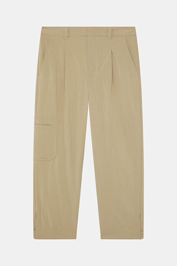 Relax Kalıp Bej Wide Leg Erkek Pantolon