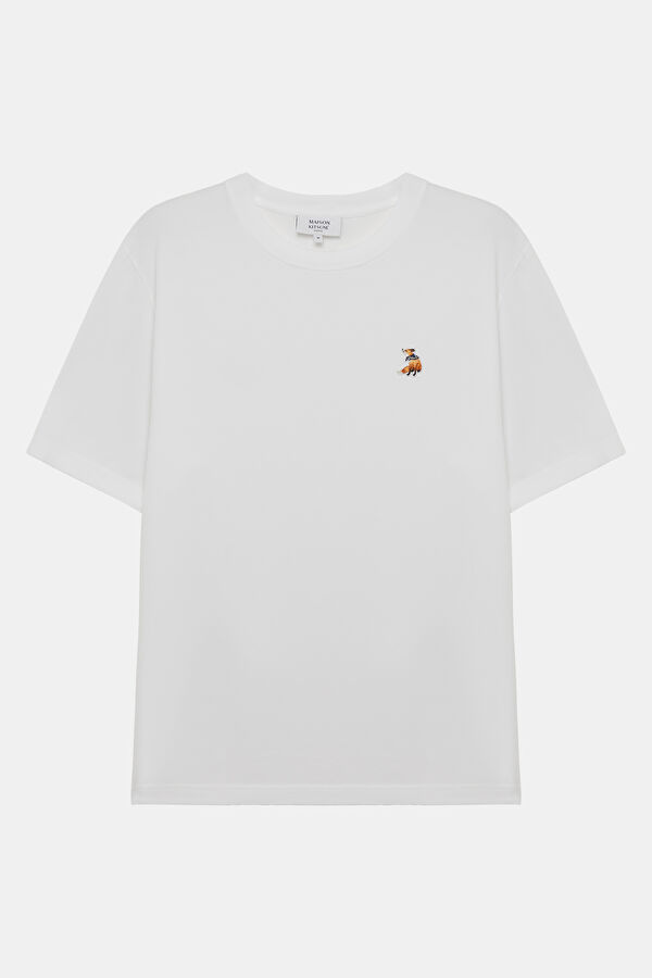 Relax Fit White Crew Neck Embroidered Men's T-Shirt