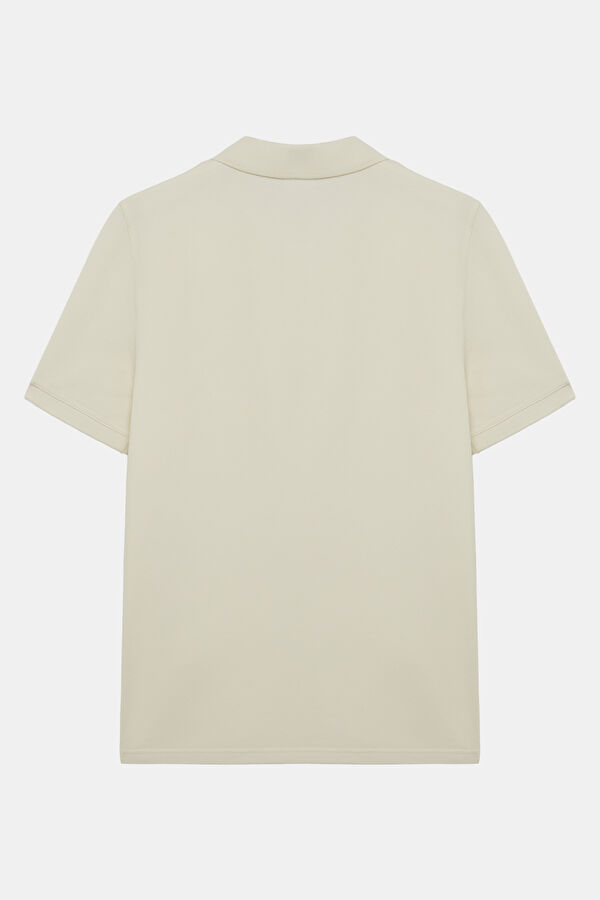 Relax Fit Cream Crew Neck Embroidered Men's T-Shirt 2