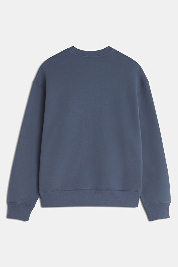 Lacivert Relax Kalıp Bisiklet Yaka Erkek Sweatshirt 2