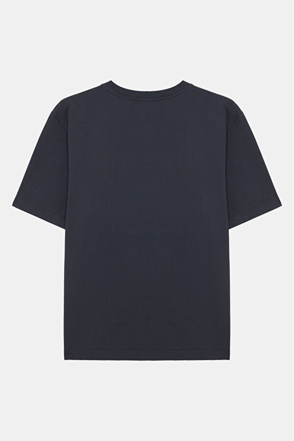 Relax Fit Navy Crew Neck Embroidered Men's T-Shirt 2