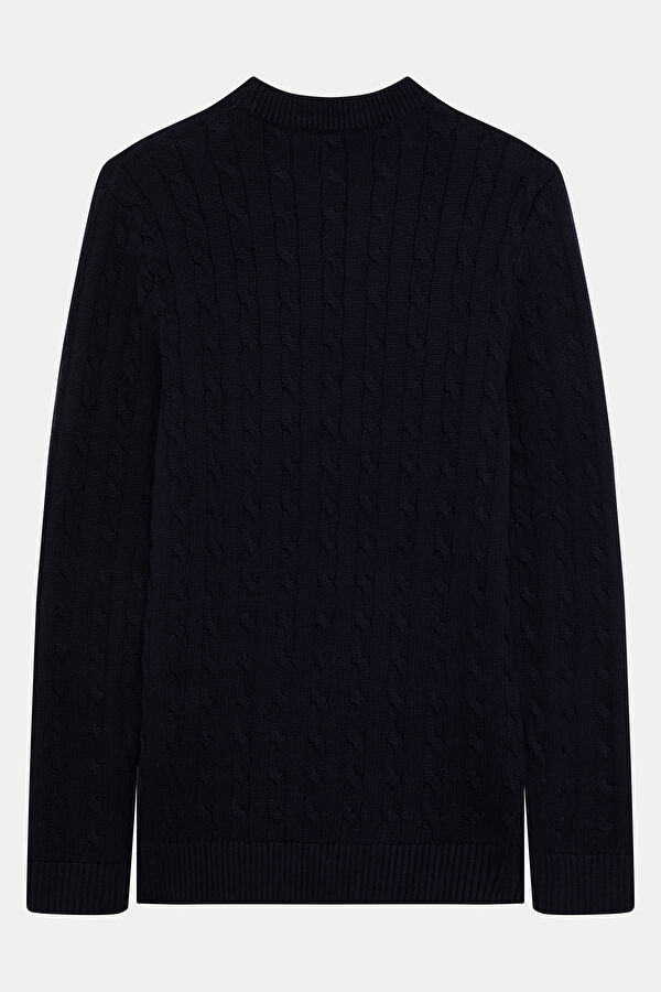 Navy Blue Knitted Pattern Men's Sweater 2