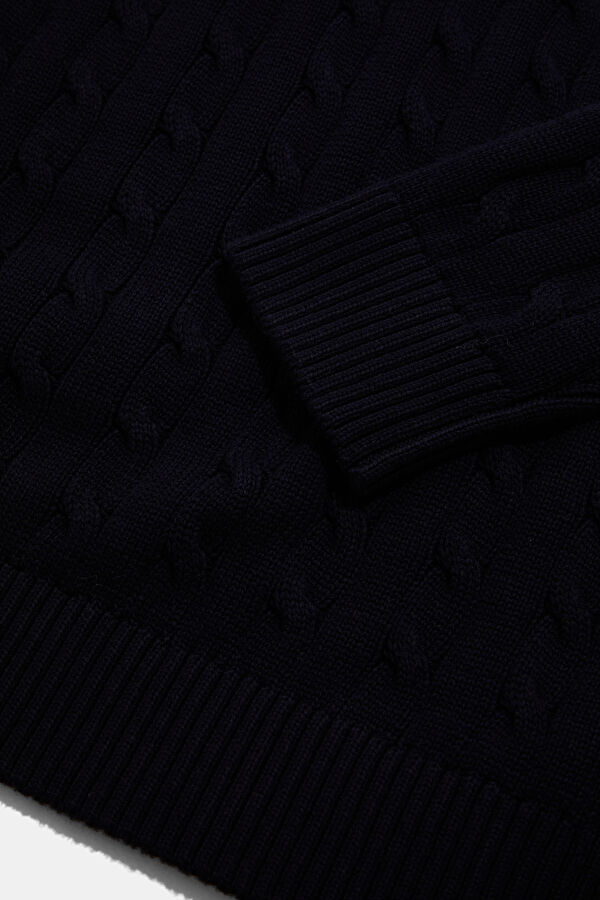 Navy Blue Knitted Pattern Men's Sweater 4