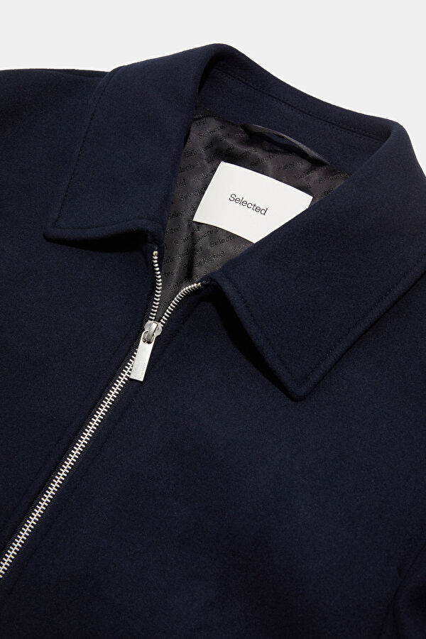 Navy Blue Buttoned Men's Jacket 3