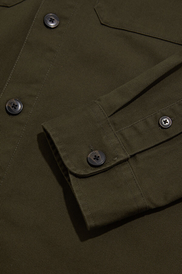 Khaki Buttoned Men's Jacket 4