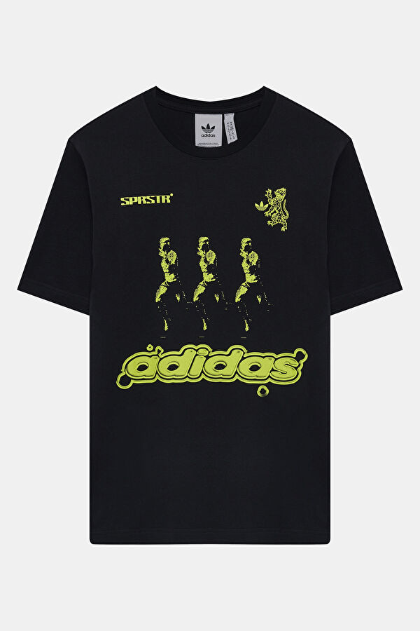 Relax Kalıp Siyah Bisiklet Yaka Baskılı Erkek T-Shirt