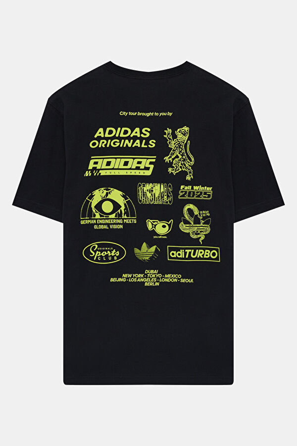 Relax Kalıp Siyah Bisiklet Yaka Baskılı Erkek T-Shirt 2