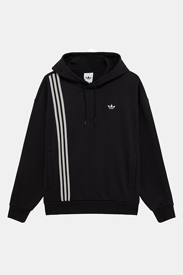 Siyah Relax Kalıp Kapuşonlu Erkek Sweatshirt