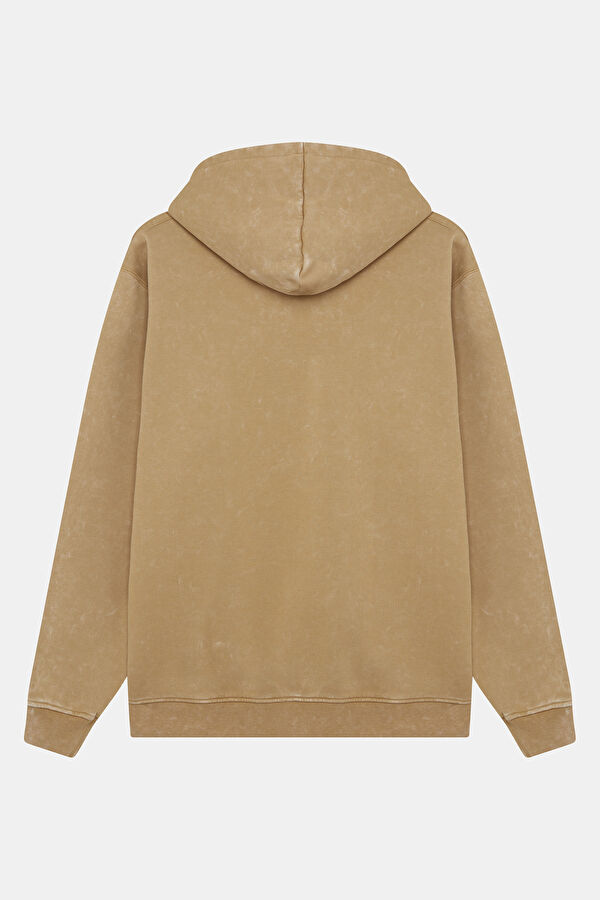 Kahve Relax Kalıp Kapuşonlu Erkek Sweatshirt 5