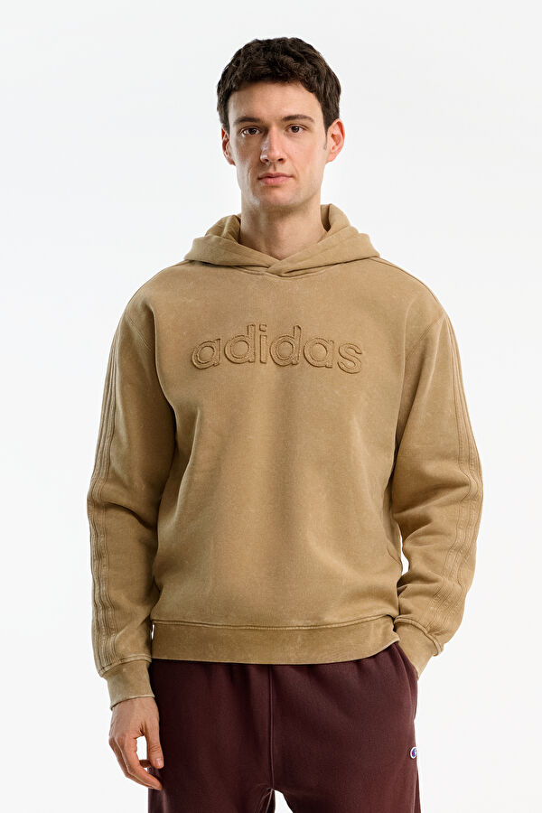 Kahve Relax Kalıp Kapuşonlu Erkek Sweatshirt