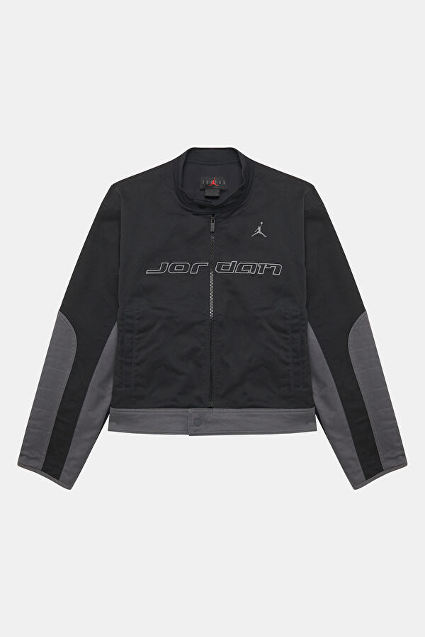 Black Zippered Cotton Elastane Men's Jacket