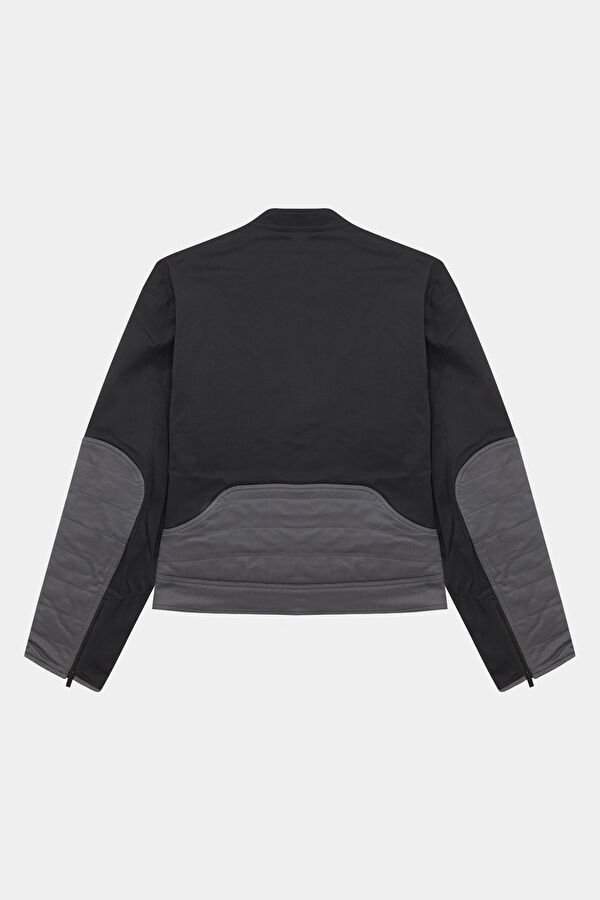 Black Zippered Cotton Elastane Men's Jacket 2