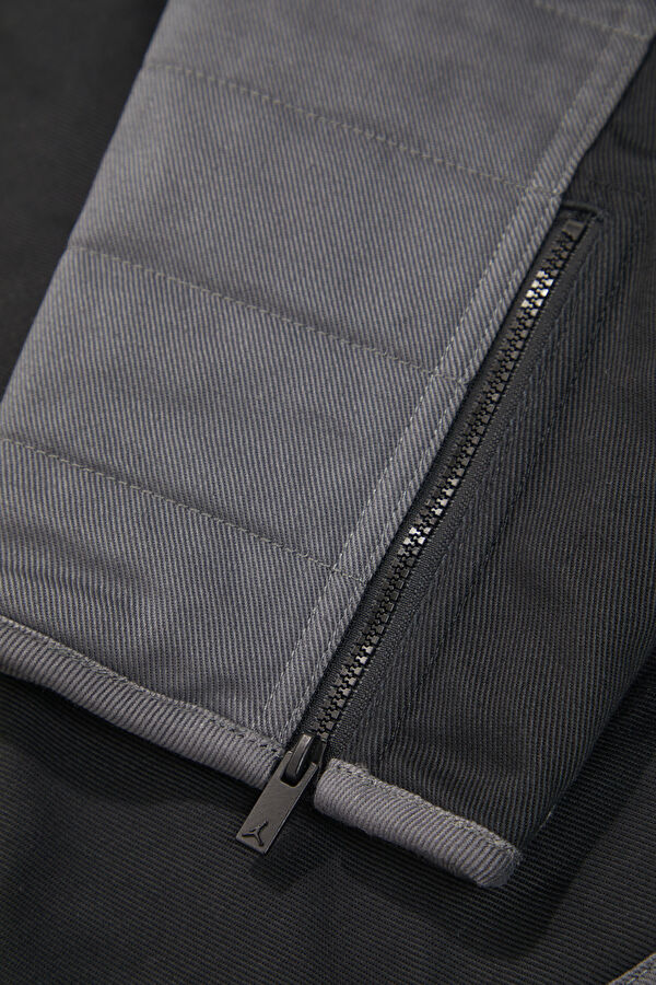 Black Zippered Cotton Elastane Men's Jacket 5