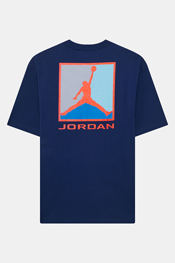 Relax Kalıp Lacivert Bisiklet Yaka Baskılı Erkek T-Shirt 2