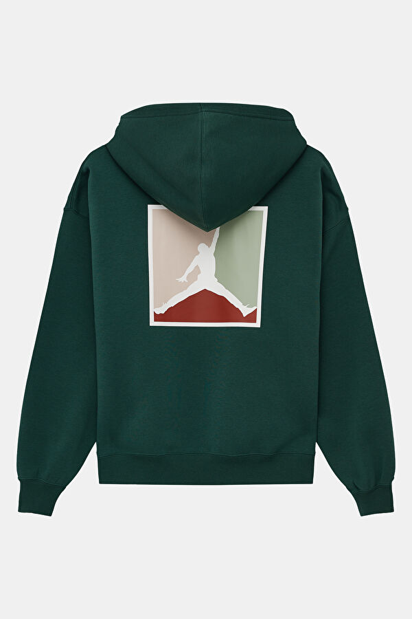 Haki Relax Kalıp Kapuşonlu Erkek Sweatshirt 5