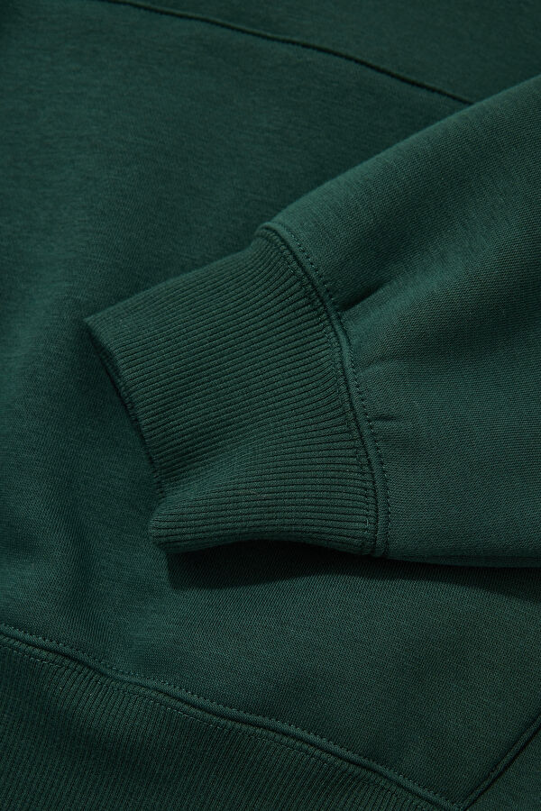 Haki Relax Kalıp Kapuşonlu Erkek Sweatshirt 7