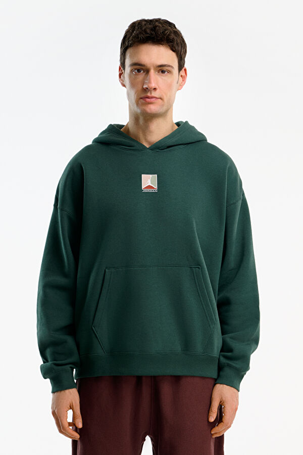 Haki Relax Kalıp Kapuşonlu Erkek Sweatshirt