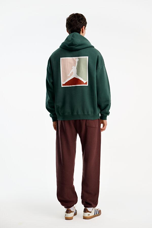 Haki Relax Kalıp Kapuşonlu Erkek Sweatshirt 2